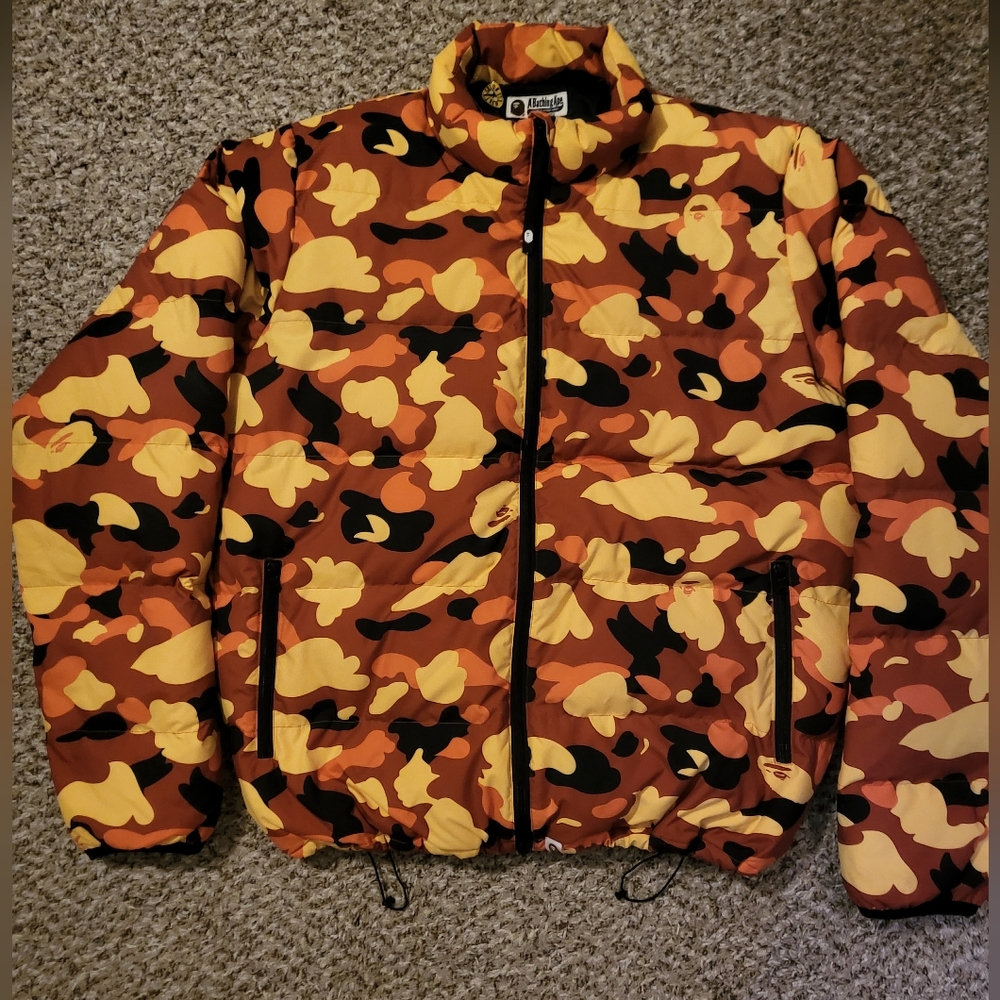 A Bathing Ape Orange Camo Down Jacket